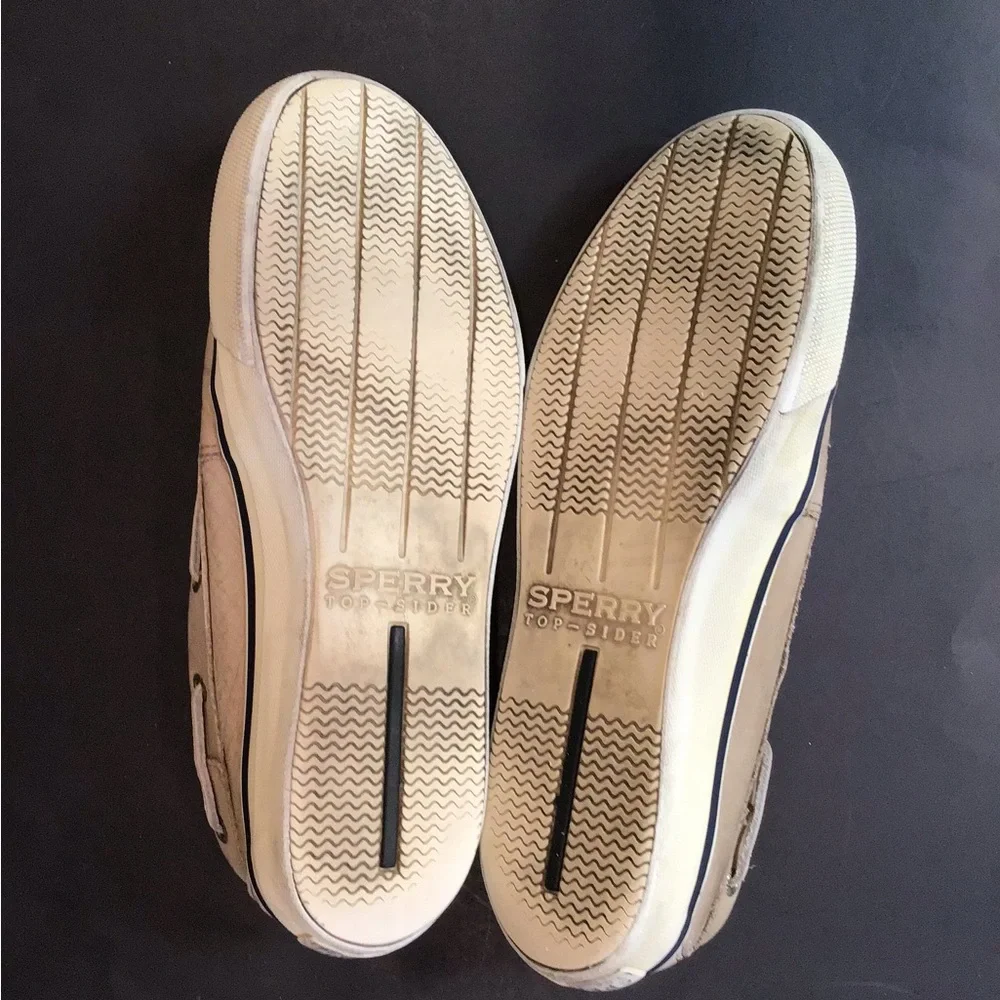 Sperry Beige Leather Boat Shoes